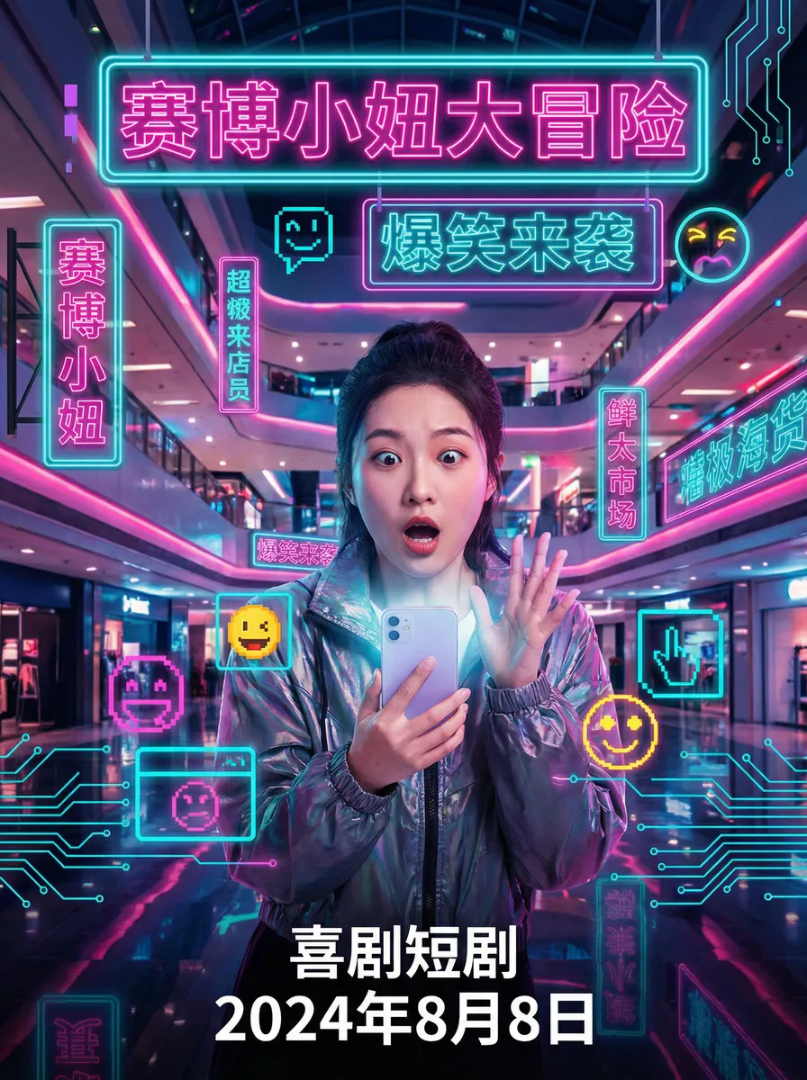 24小时免费更新在线视频 搞笑喜剧短剧 - 赛博小妞大冒险海报